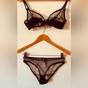 Agent Provocateur Confetti Embroidery Lingerie Set Underwire Bra/Panty 36B/M
